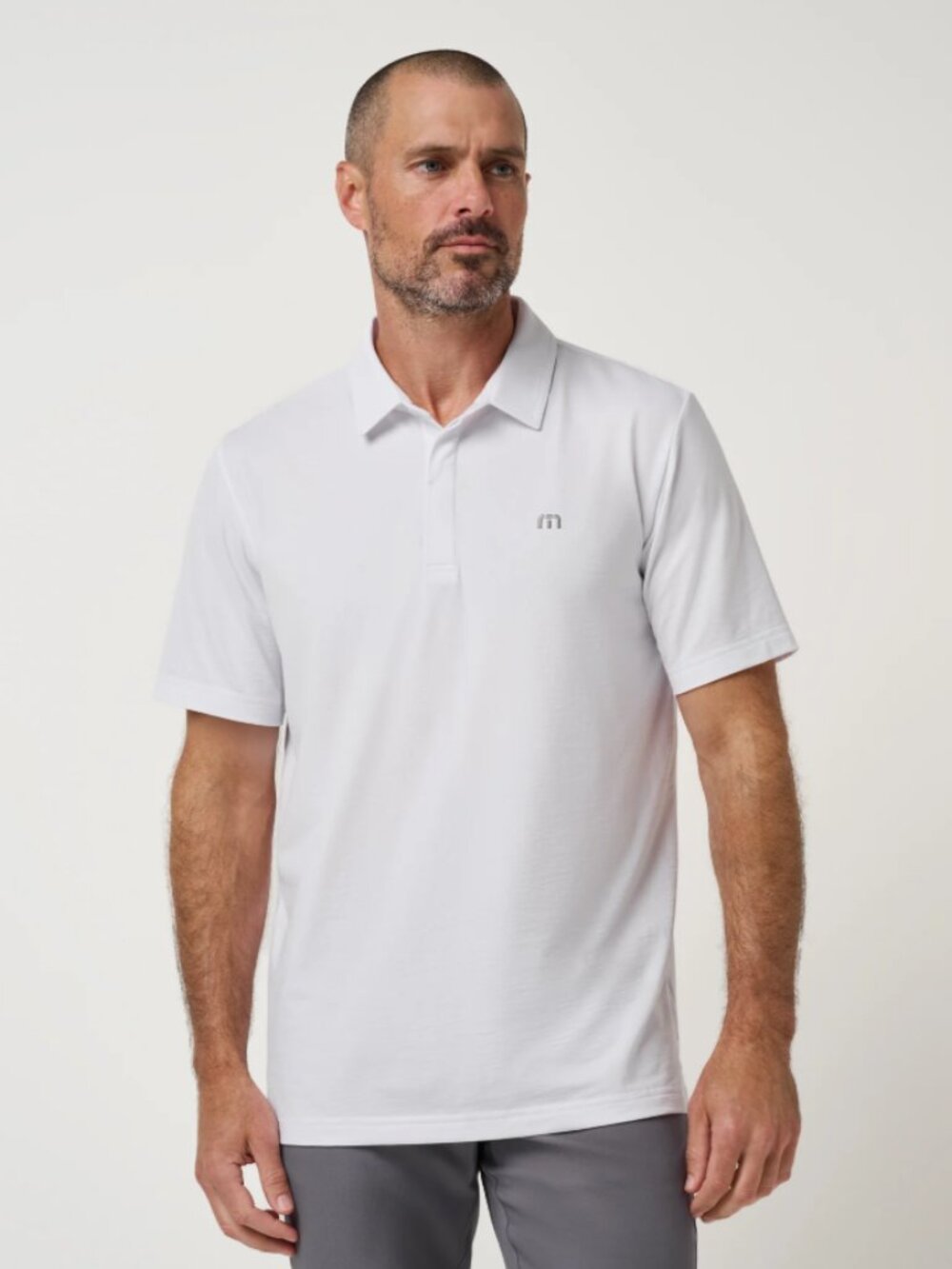TRAVIS MATHEW Heater Polo Shirt White Pima Cotton Golf Business Casual Large